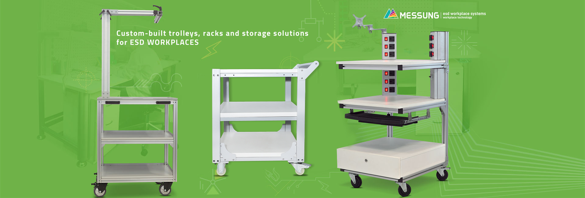 ESD Storage trolleys, racks, drawers in India